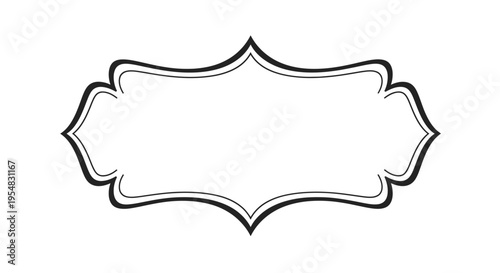 A set of vintage vector illustrations featuring a black and white label design with an abstract background, retro border frame, and blank paper sticker element for scrapbook decoration