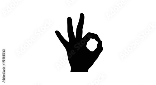 Human Hand Showing Solid Black OK Gesture for Approval and Agreement on Isolated White Background