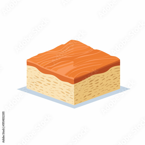 Illustrated cube of baklava pastry, traditional dessert vector illustration