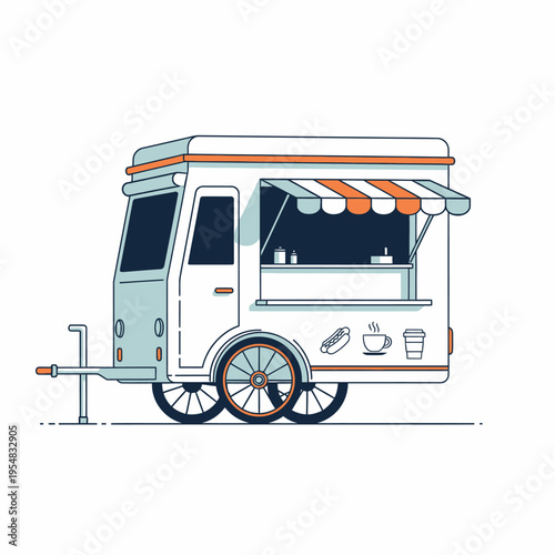 Modern Food Truck Illustration - Mobile Street Food Vendor