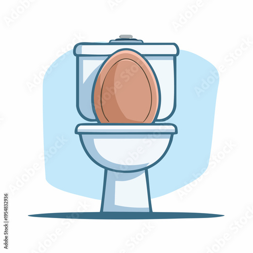Toilet with an Egg Inside, Cartoon Illustration