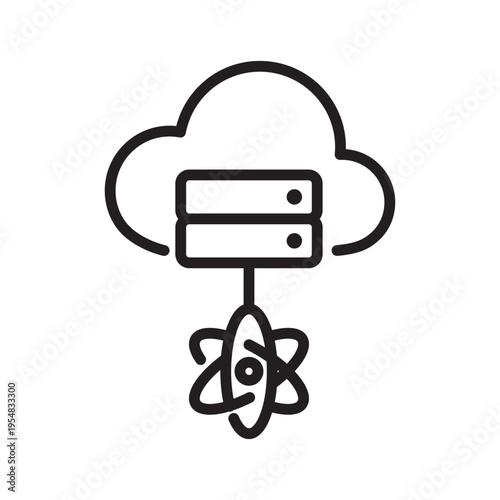 Cloud Science Server Line Icon. Research Data Platform Outline Vector

