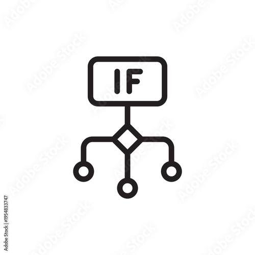 IF Logic Flow Line Icon. Conditional Workflow Outline Vector