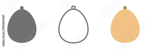 びわアイコンセット 白黒・線画・カラー