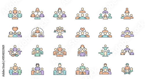 Group of People Icons Representing Teamwork and Social Connections.