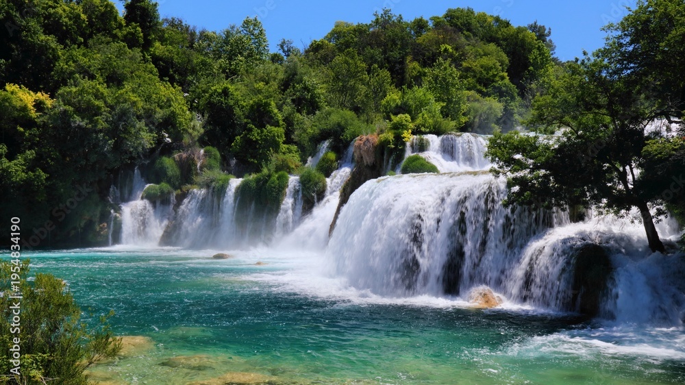 Naklejka premium Krka waterfalls - Croatia landscape. Summer view of Croatia.