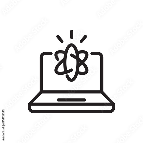 Scientific Laptop Platform Line Icon. Research Technology Outline Vector