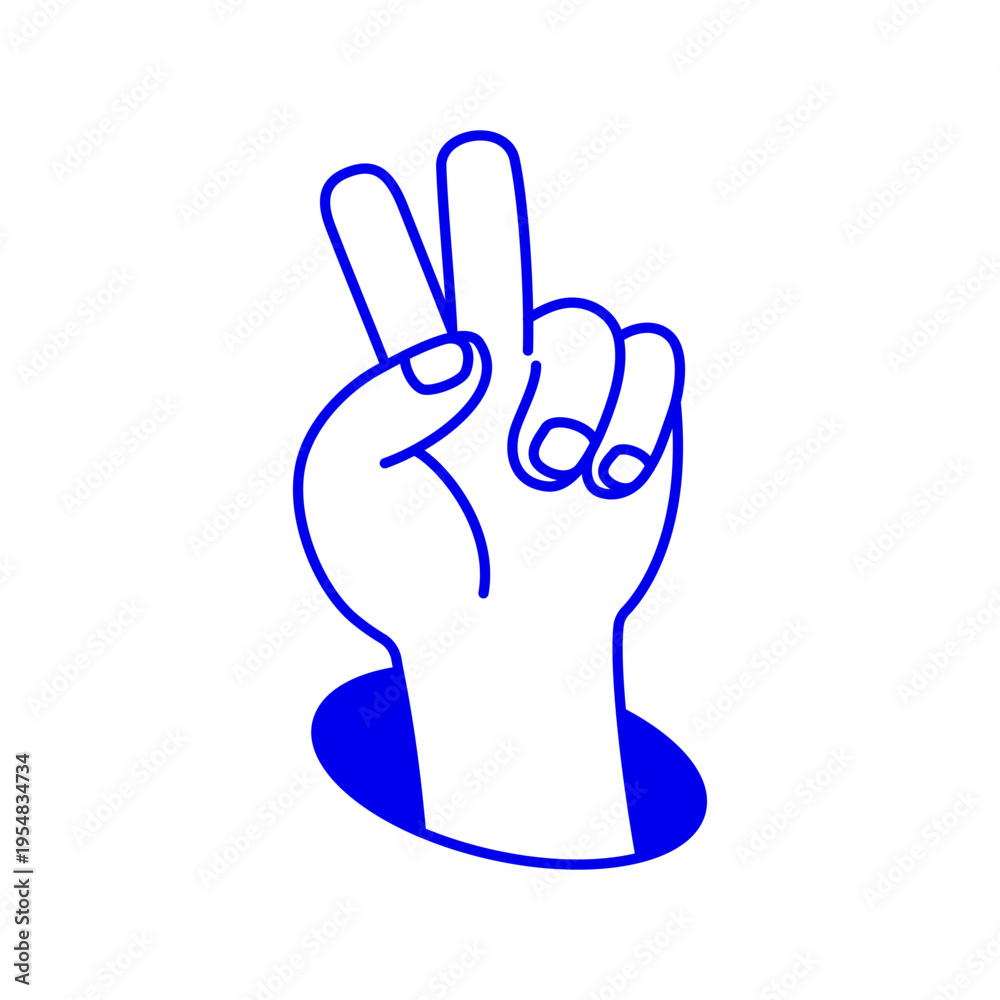 Obraz premium Vector hand drawn gesture, doodle sketchy illustration, hand showing peace sign