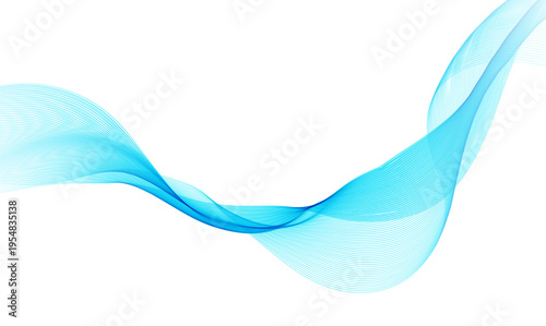 透明感のあるブルーの滑らかなウェーブラインが交差する抽象背景、流動的な動きと軽やかさを表現したミニマルデザイン素材