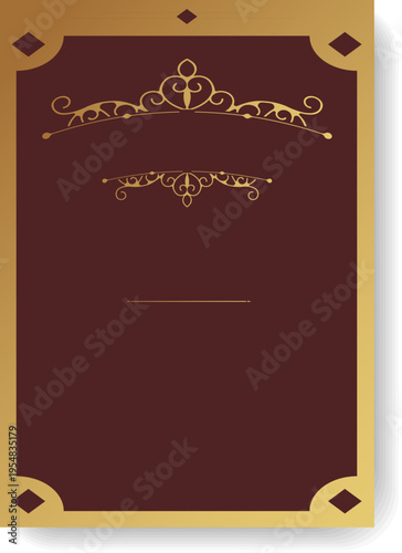 クラシックな装飾とゴールドフレームが映える高級感あふれる証書テンプレート、重厚で格式のあるデザイン背景素材