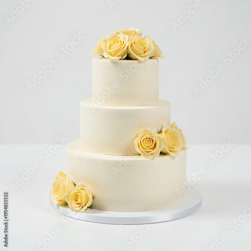 Wedding cake with yellow flowers