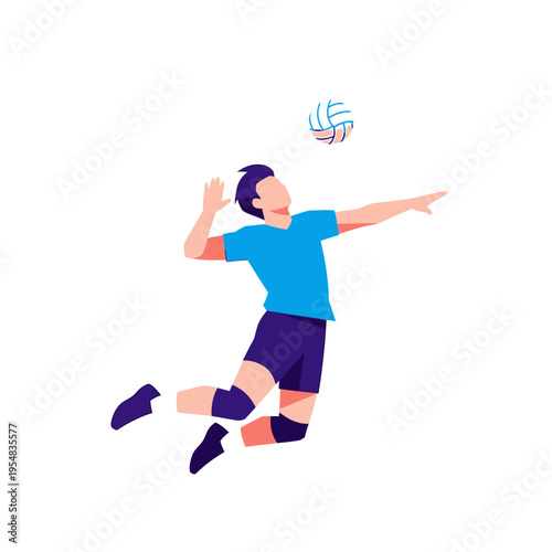 Volleyball Player Jumping to Spike Ball, Dynamic Action Shot