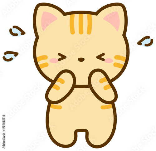 焦る茶トラ猫、かわいい猫のイラスト