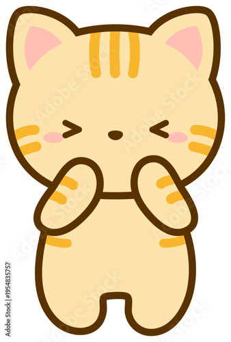 困っている茶トラ猫、かわいい猫のイラスト