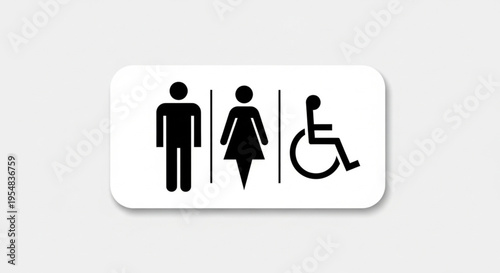 Restroom Sign with Male Female and Wheelchair Icon Vector, Accessible Toilet Symbol Illustration