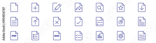 Legal documents icon set. Editable line icons. Vector illustration. Compliance line icon set highlighting regulatory standards, legal audit, business policy symbols. Ideal for corporate presentation