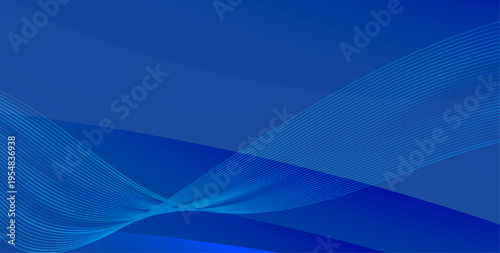 青を基調とした流れるラインとグラデーションが美しい抽象ウェーブ背景、テクノロジーやビジネスに最適なモダンデザイン素材