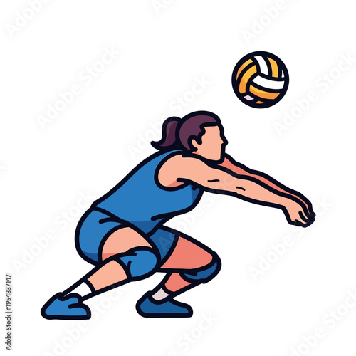 Volleyball Player Digging Ball - Athletic Woman in Action