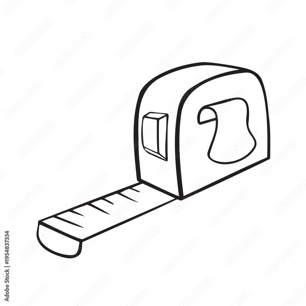 Fototapeta premium Measuring tape ruler monochrome line art vector illustration