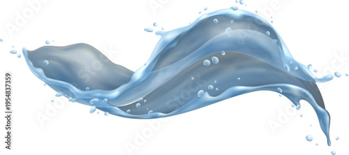 ダイナミックに跳ねる透明な水のスプラッシュ表現・リアルな液体の動きと清涼感を演出する高品質イラスト素材