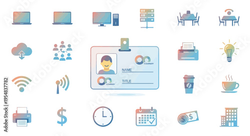 Employee ID Badge with Photograph and Company Information Business Card.