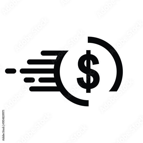 A sleek minimalist icon depicts rapid financial transactions visually representing quick money transfers or payments high quality