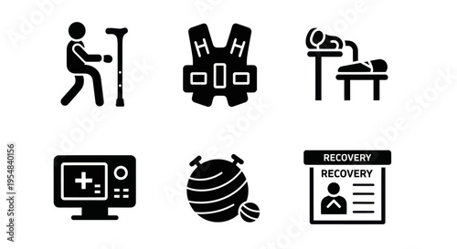 Medical Icons: Rehabilitation, Recovery, and Healthcare Symbols