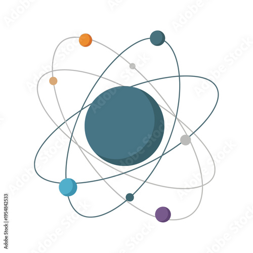 Abstract Atomic Structure Model with Orbiting Electrons and Nucleus