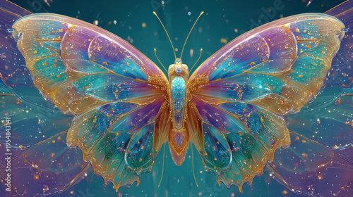A Kaleidoscope Butterfly's Wing: A radiant butterfly, its wings an explosion of color and pattern, flits against a backdrop of ethereal light, evoking a sense of wonder and delicate beauty.