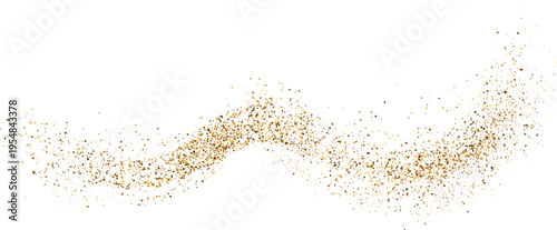 Brown paint dotted spray wavy line, dust powder particles scattered stroke, vector realistic sand splash dusty smear