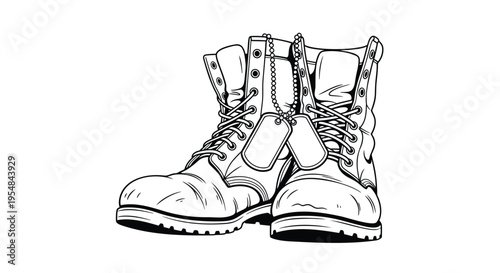 Vector illustration of a pair of combat boots