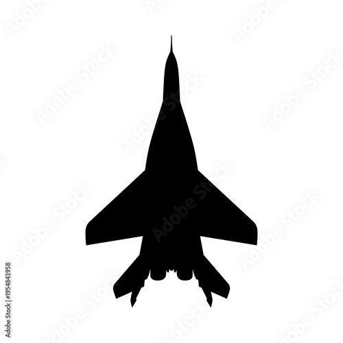 Mikoyan MiG-29 Fulcrum Twin-Engine Air Superiority Fighter Plan View Silhouette Black Isolated White