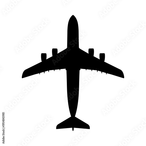Lockheed C-5 Galaxy Massive Strategic Military Transport Plan View Silhouette Black Isolated White