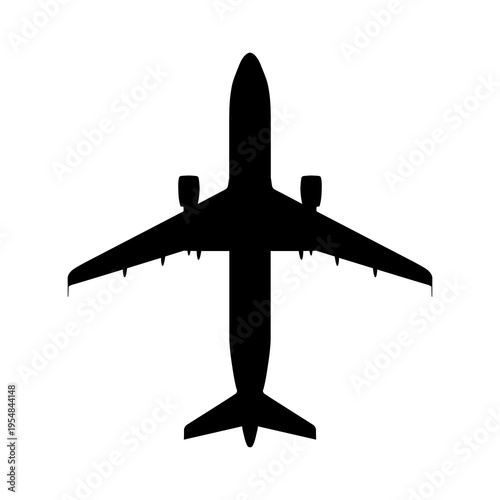 Airbus A320 Best-Selling Narrow-Body Jet Plan View Silhouette Black Isolated White Background