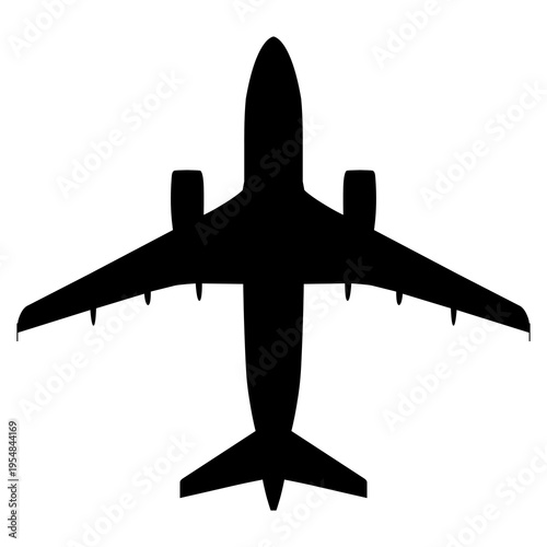 Airbus A318 Narrow-Body Short-Haul Jet Plan View Silhouette Black Isolated White Background