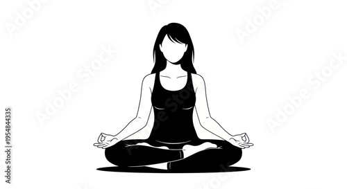 Woman in Meditation Pose Practicing Yoga and Mindfulness.