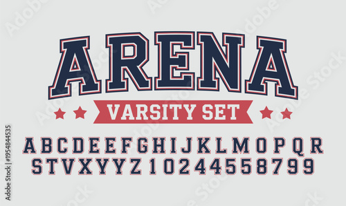 Arena Varsity Alphabet and Numbers Set for University Sports Logo and Athletic Apparel Design