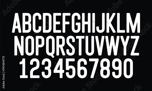 Bold Sans Serif Alphabet and Numbers Set for Modern Branding Typography and Industrial Graphic Design