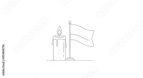 Vector illustration of candle and flag on pole