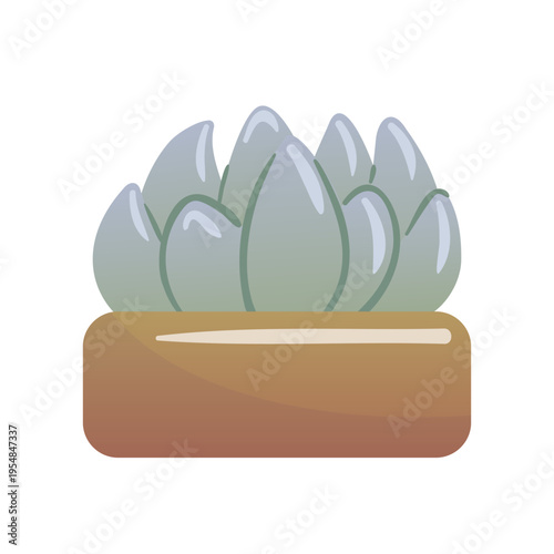 Echeveria rosette in clean vector lines with soft gradients, vibrant greens and pink-tinged tips crisp, scalable botanical art for logos, branding, and design.