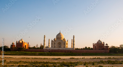 Taj Mahal View from the bank of the Yamuna River,