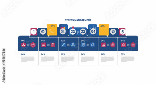 Stress Management Infographic with Icons and Steps