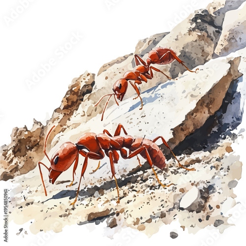 watercolor of Ant Farm, vector, isolated on a white background.