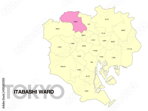 東京都板橋区の位置地図 区名有り 01