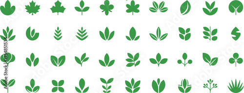 Leaf Emblem Collection: A vibrant compilation of diverse leaf emblem designs in various forms, offering a versatile range of natural botanical elements for different uses.