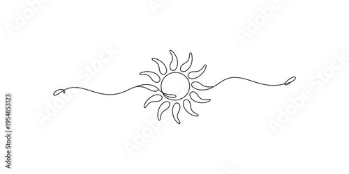 sun, line, drawing, continuous, minimalist, art, illustration, simple, black, white, ray, circle, wave, horizontal, background, outline, sketch, graphic, design, single, loop, abstract, solar, light, 