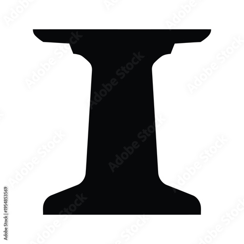 A simple black silhouette of a pedestal or table against a white background