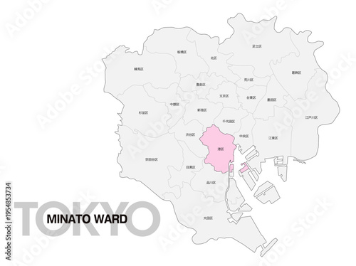 東京都港区の位置地図 区名有り 02