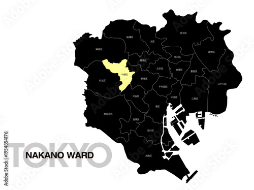 東京都中野区の位置地図 区名有り 03