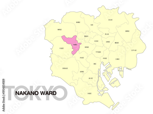 東京都中野区の位置地図 区名有り 01